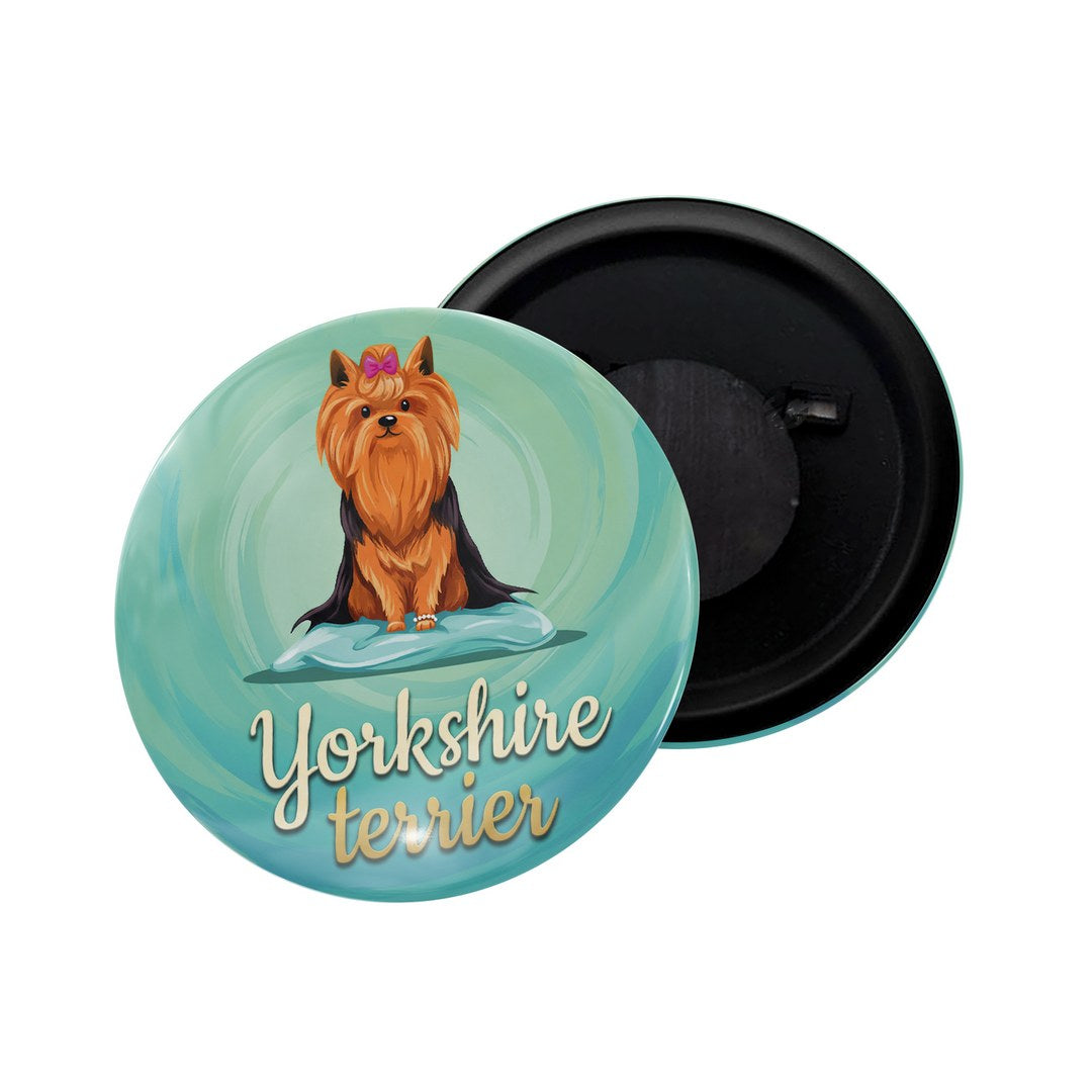 dhcrafts Fridge Magnet Blue Color Yorkshire Terrier Pet Dog Glossy Finish Design Pack of 1